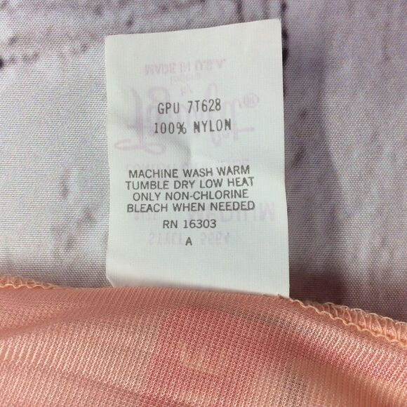 Vtg Figurfit Long Nightgown Women's Sz M Peach Sheer Accordion Pleats Lace Flowy - Picture 4 of 11